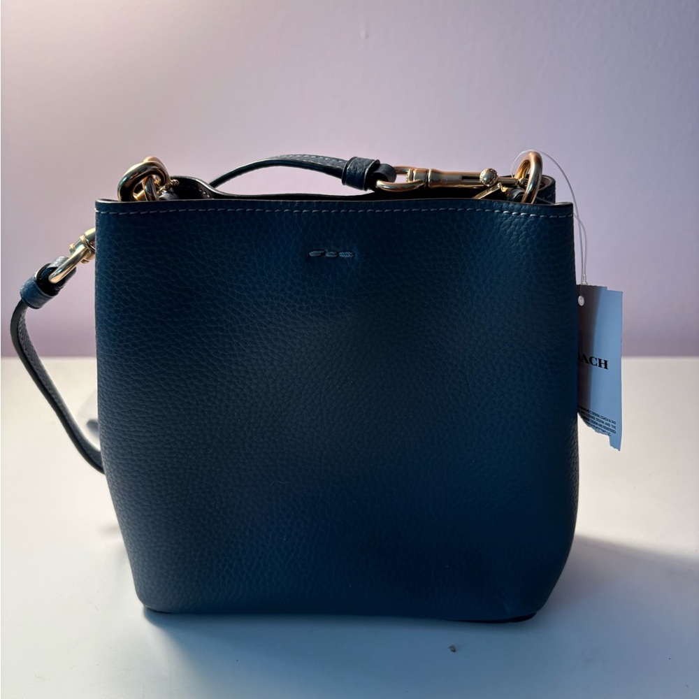 Coach Pebble Leather Crossbody Bucket Bag - Denim Blue - Picture 3 of 4
